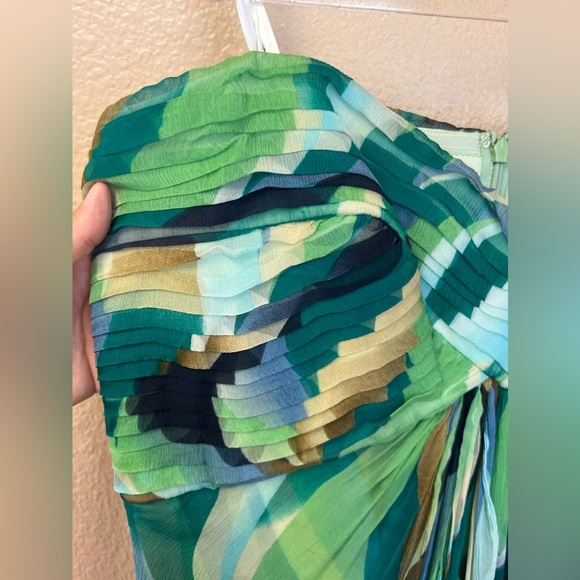 Tadashi Shoji 100% Silk Flowy Abstract Strapless Grown Size 14 - Picture 5 of 15